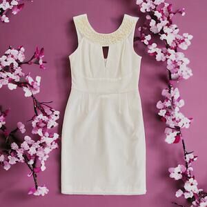 Trina Turk Ivory Neptina Beaded Neckline Cut-Out Dress